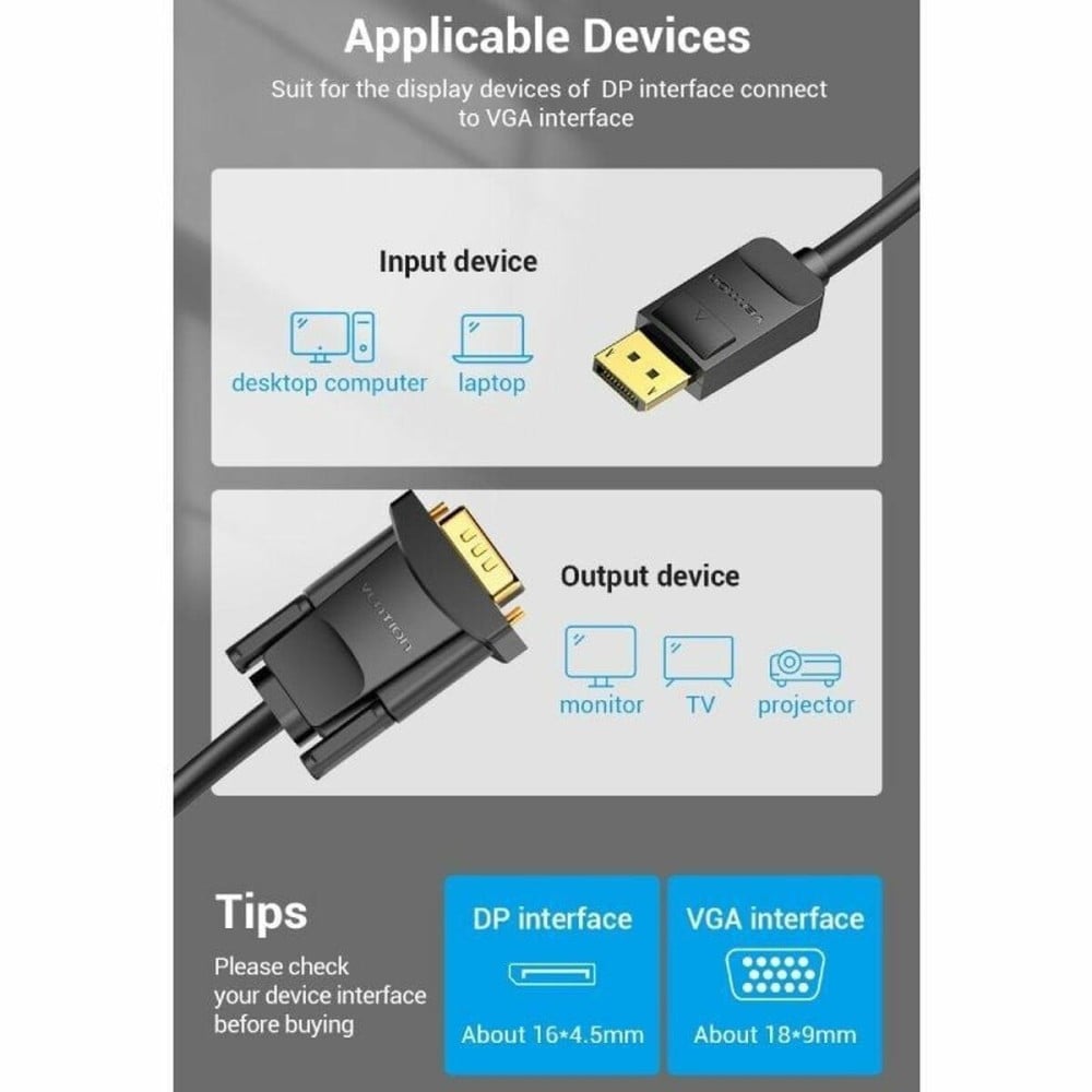 DisplayPort to VGA adapter Vention HBLBJ Black 5 m