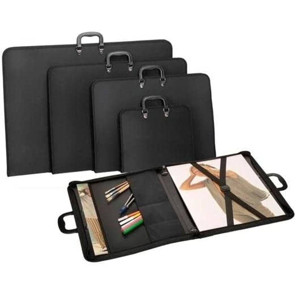 Zippered document holder Carchivo Embossed Black polypropylene 50 x 70 cm