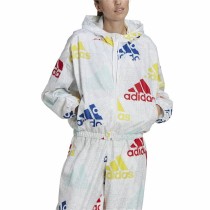 Women's Sports Jacket Adidas Essentials Multi-Colored Logo White