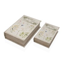 Boîte Décorative Versa Toile Bois MDF Fleurs