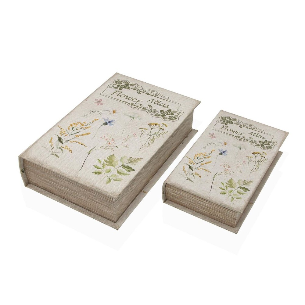 Decorative box Versa Canvas MDF Wood Flowers