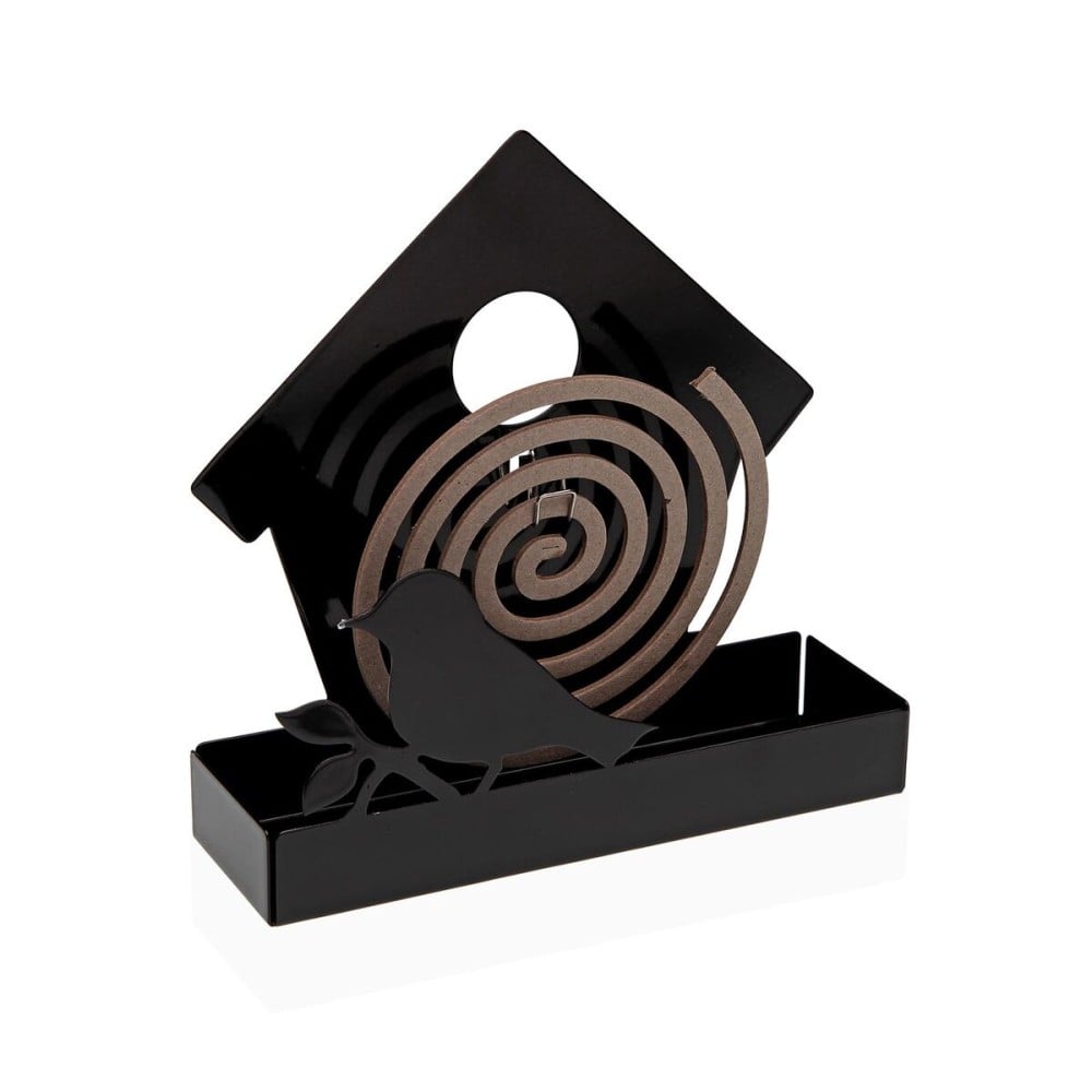 Support pour spirales anti-moustiques Versa Noir Métal 5 x 17 x 17 cm Oiseau