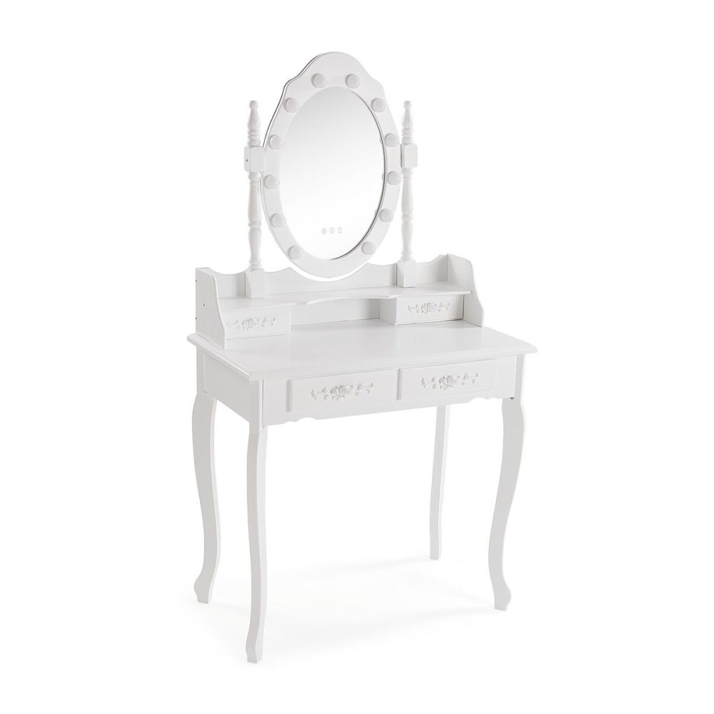 Coiffeuse Versa Blanc Bois Verre Bois MDF 40 x 146 x 75 cm