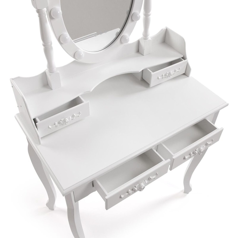Coiffeuse Versa Blanc Bois Verre Bois MDF 40 x 146 x 75 cm