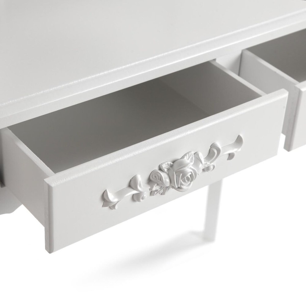 Coiffeuse Versa Blanc Bois Verre Bois MDF 40 x 146 x 75 cm