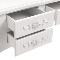 Coiffeuse Versa Blanc Bois Verre Bois MDF 40 X 144 X 90 CM
