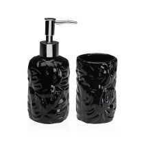 Badezimmer Set Versa Schwarz Dolomite 6,8 x 17 x 6,8 cm