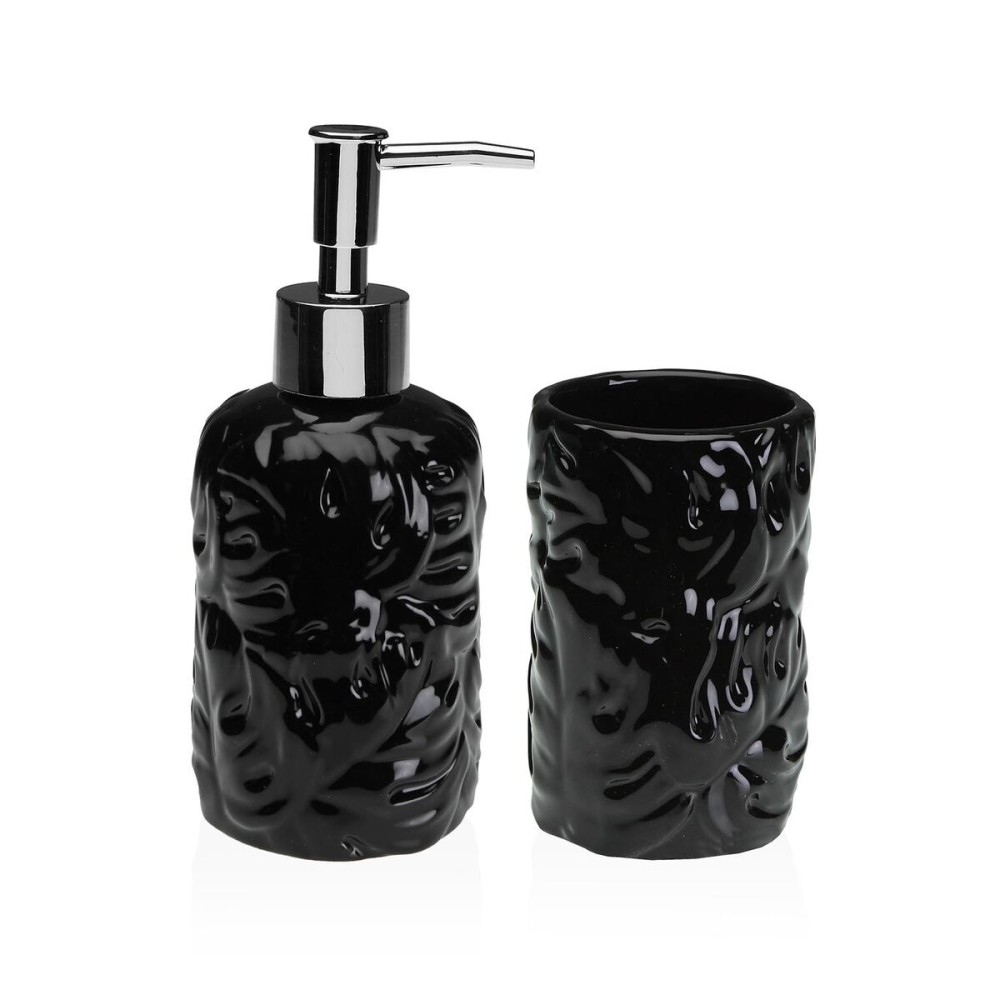 Badezimmer Set Versa Schwarz Dolomite 6,8 x 17 x 6,8 cm