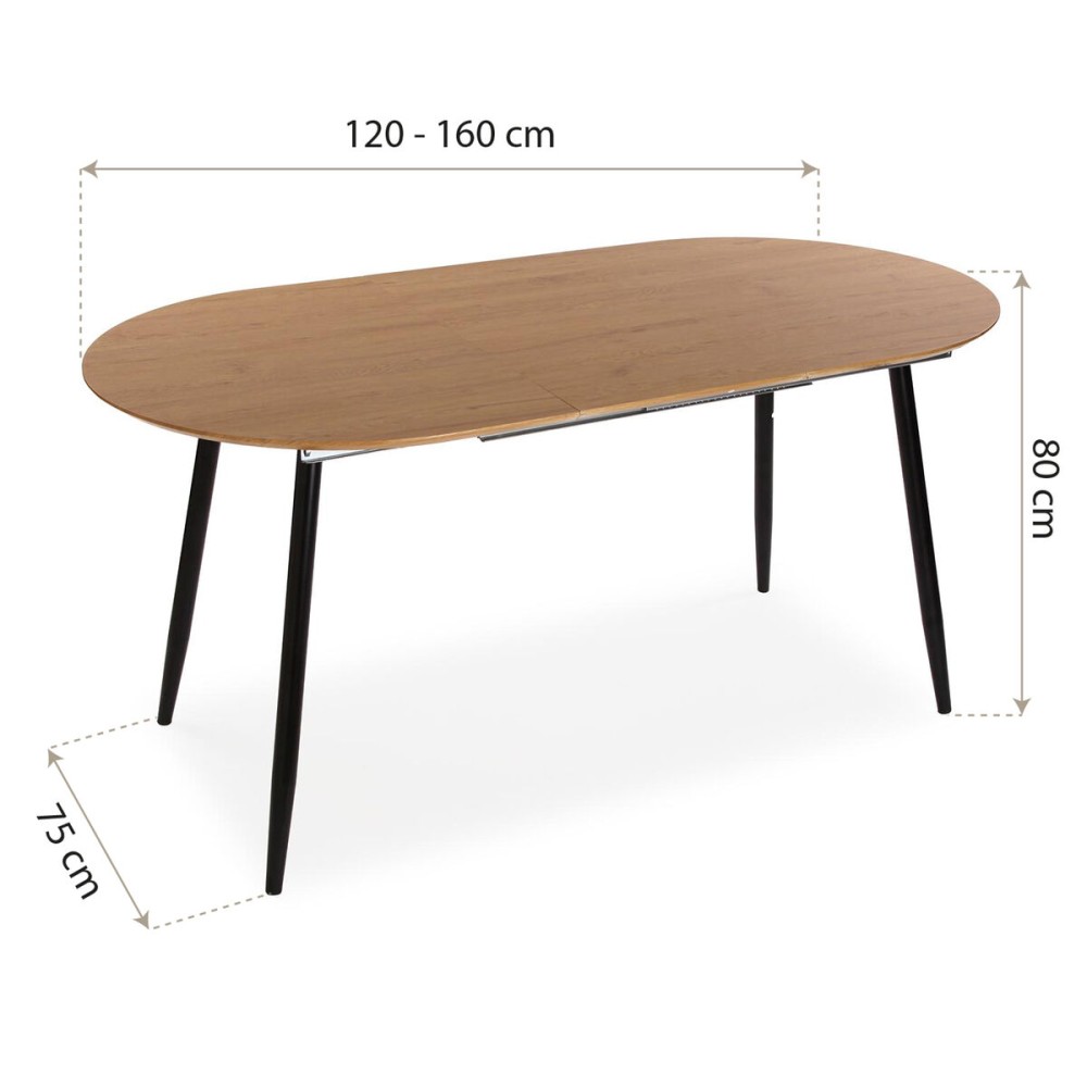 Dining Table Versa DOINYO Black Metal MDF Wood 80 x 75 x 160 cm