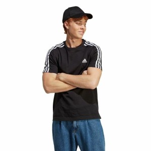 Men’s Short Sleeve T-Shirt Adidas Essentials Single 3 Bandas Black