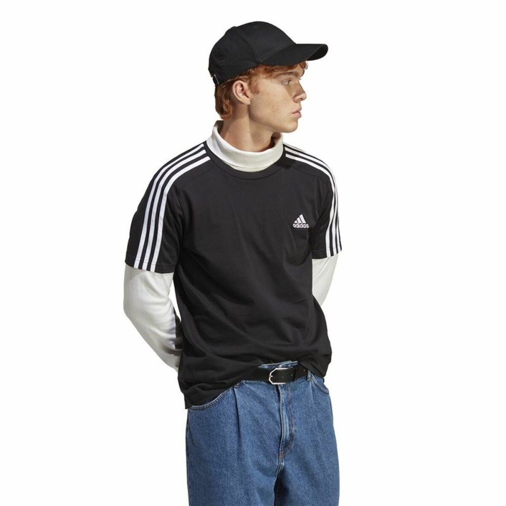 T-shirt à manches courtes homme Adidas Essentials Single 3 Bandas Noir