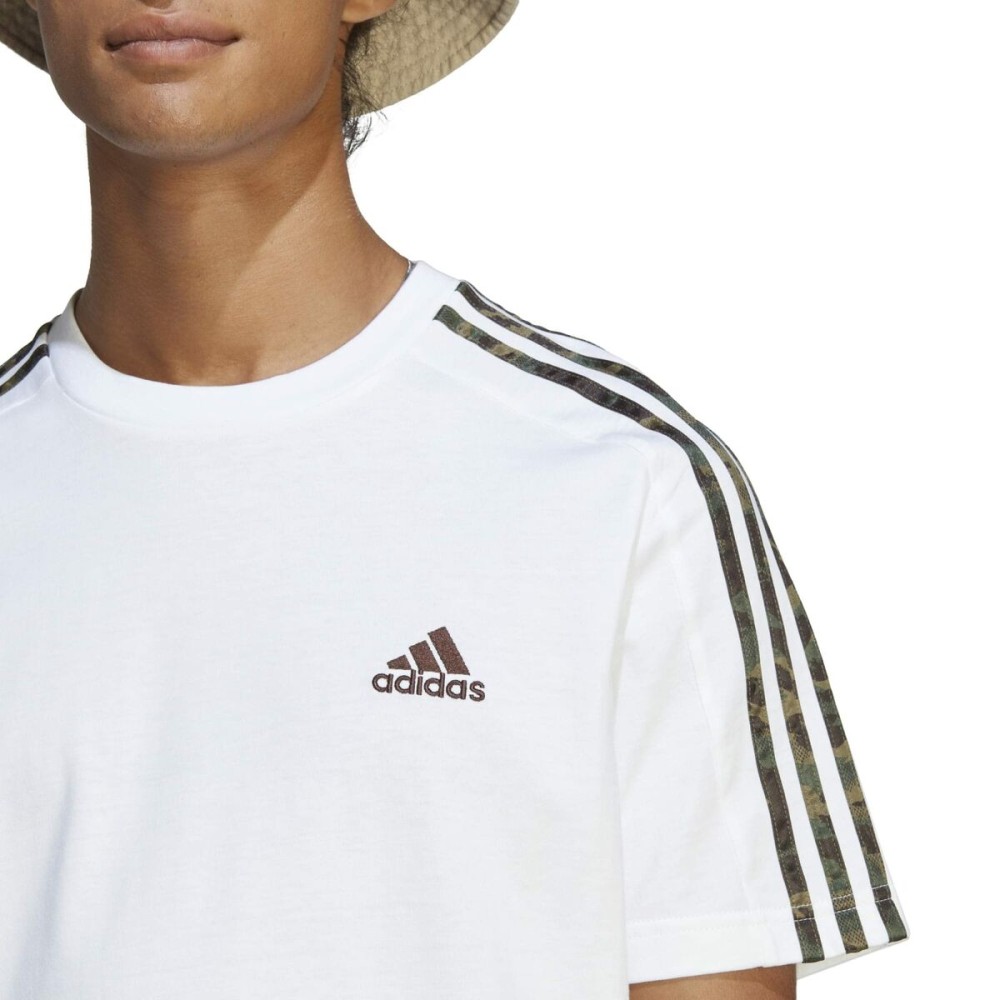 Men’s Short Sleeve T-Shirt Adidas Essentials Single 3S White