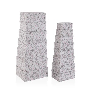 Set of decorative boxes Versa Caprice Cardboard (15 Pieces)