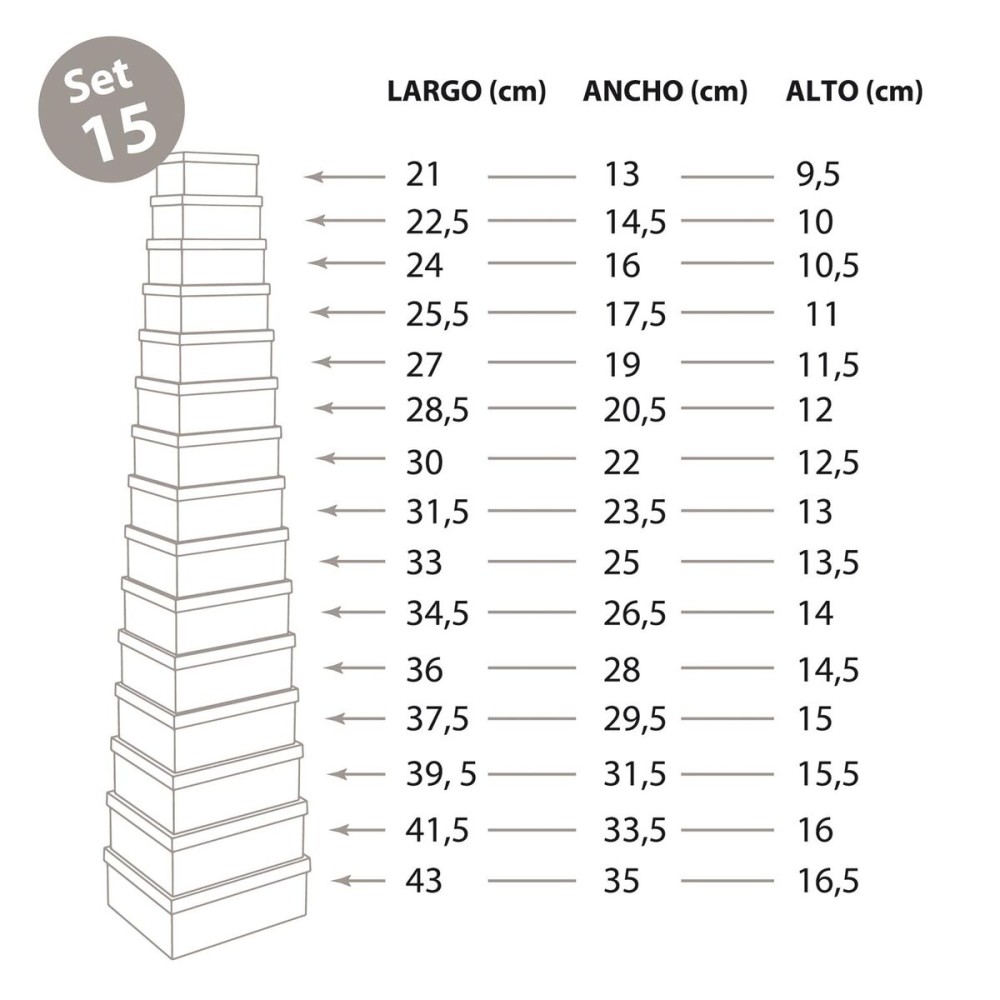 Set de boîtes décoratives Versa Caprice Carton (15 Pièces)