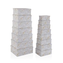 Set of decorative boxes Versa Cardboard Feathers (15 Pieces)