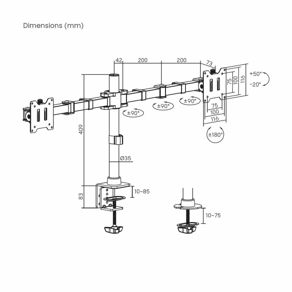Support de table d'écran Aisens DT35TSR-359 17" 40 kg