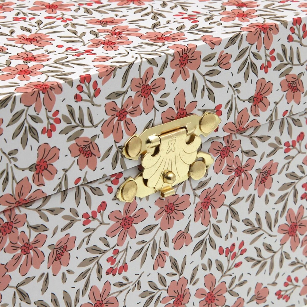 Boîte à bijoux Versa Bois Bois MDF 12 x 10 x 18 cm Fleurs