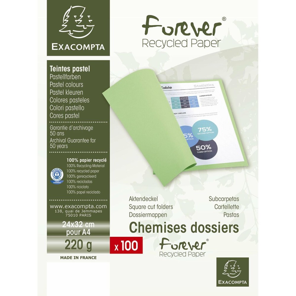 Sous-dossier Exacompta Forever Gris A4 100 Pièces