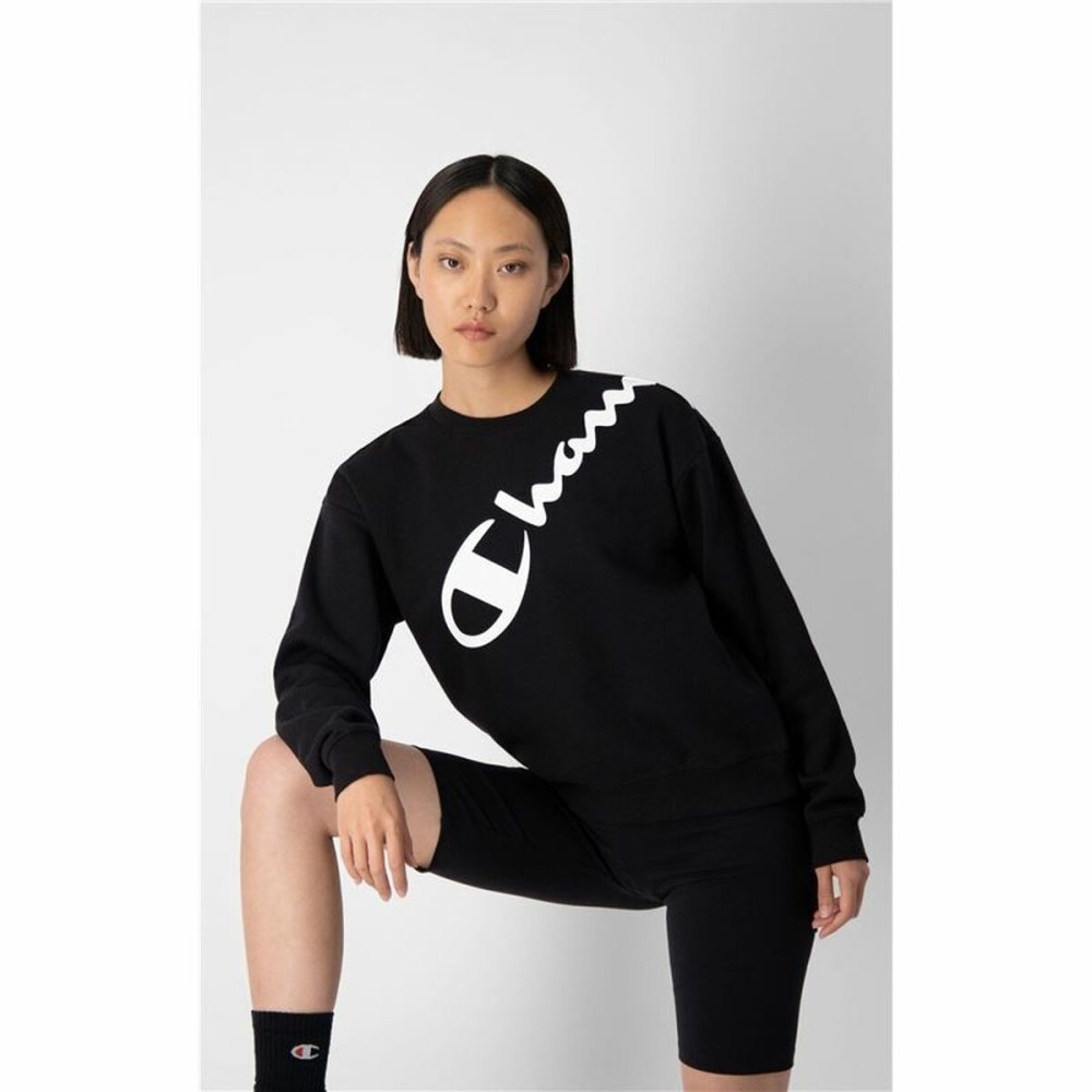 Damen Sweater ohne Kapuze Champion Diagonal Logo Schwarz