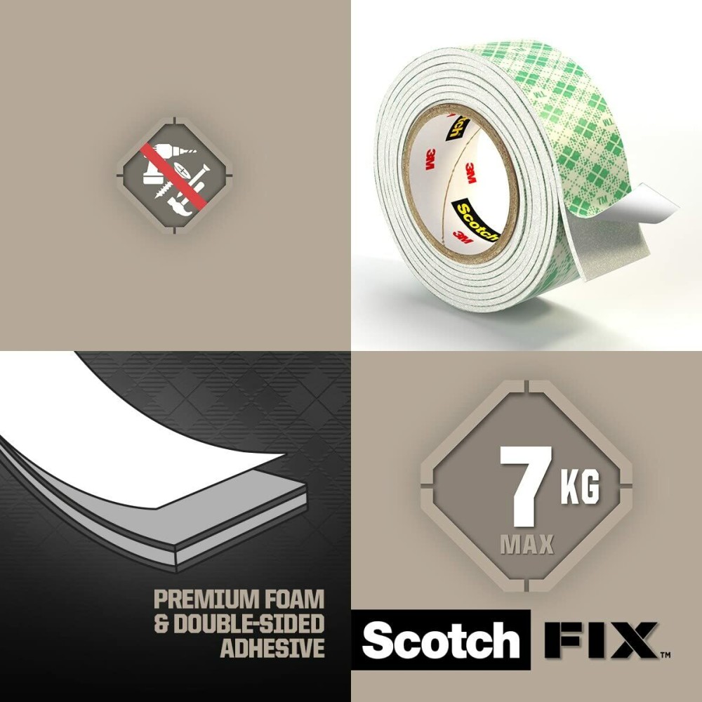 Ruban adhésif double face Scotch 19 mm x 1,5 m Blanc