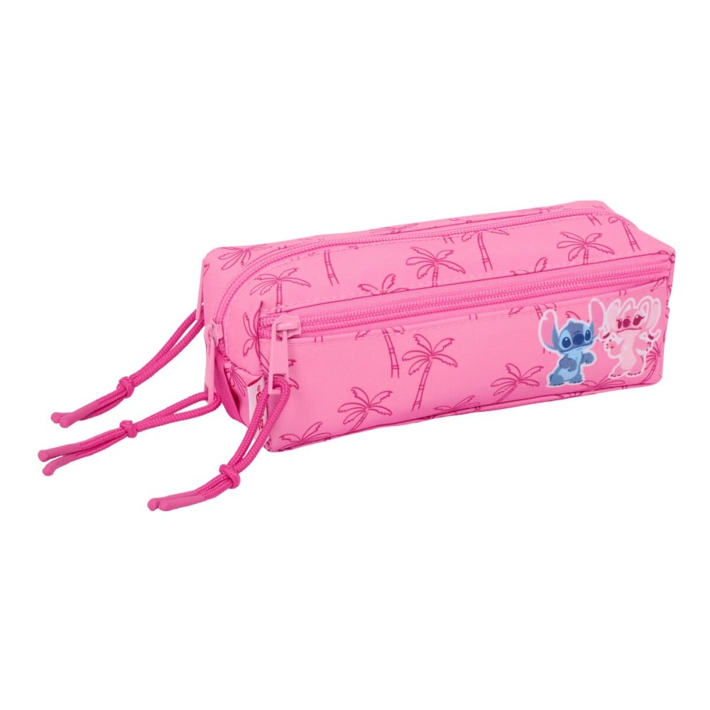 Dreifaches Mehrzweck-Etui Lilo & Stitch Chill Rosa Minze 22 x 8,5 x 6 cm