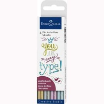 Set of Felt Tip Pens Faber-Castell Pitt Artist Metallic Case (5 Units)