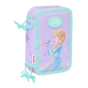 Dreifaches Federmäppchen Frozen Spirit Lila 12,5 x 19,5 x 5,5 cm 37 Stücke
