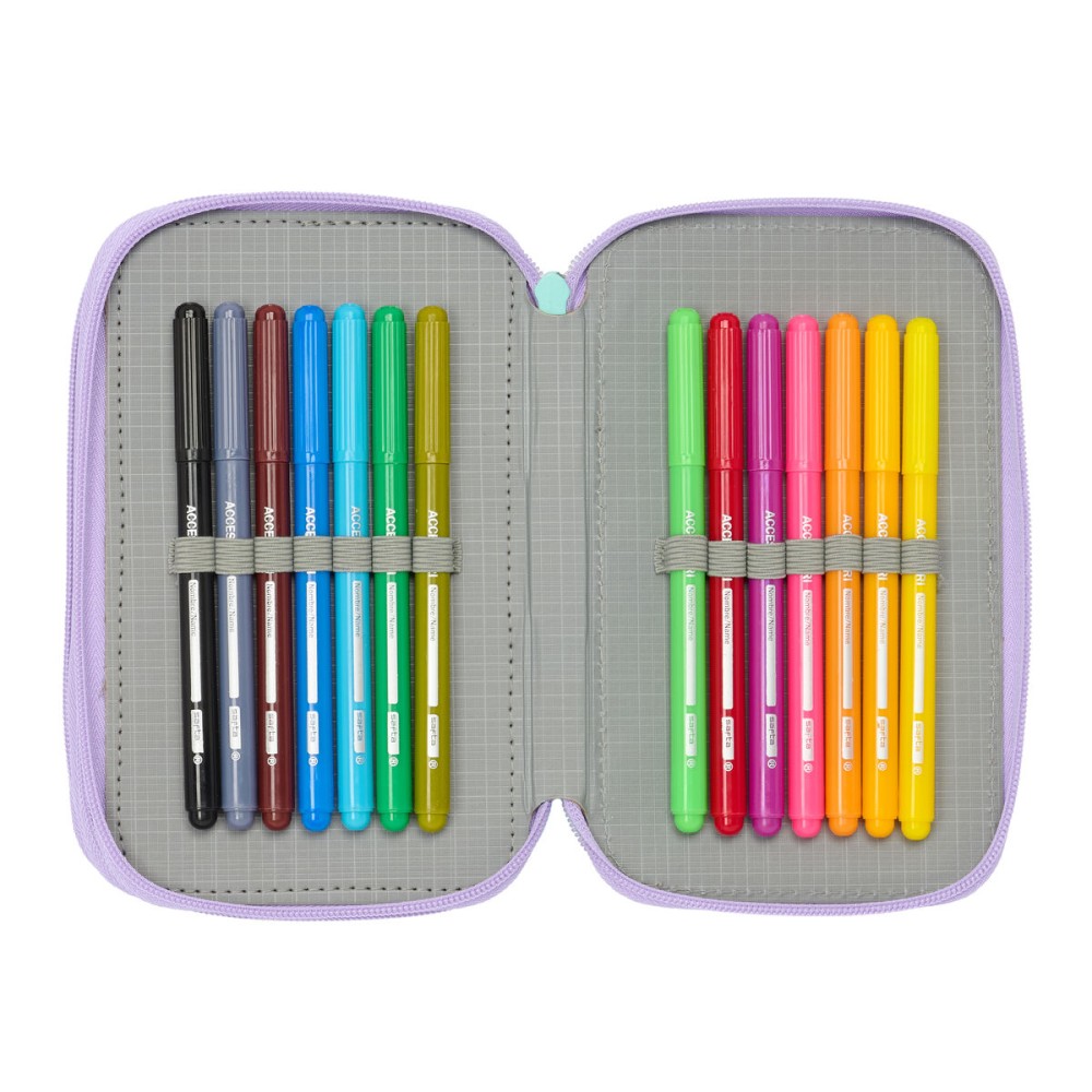 Triple Pencil Case Frozen Spirit Lilac 12,5 x 19,5 x 5,5 cm 37 Pieces