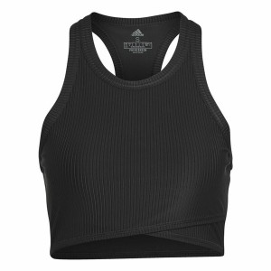 Haut de Sport pour Femme Adidas Studio Wrapeed Rib Noir