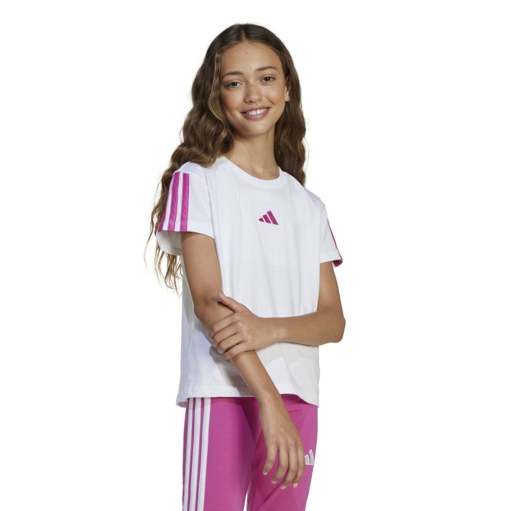 Child's Short Sleeve T-Shirt Adidas JG 3S TEE 160 JN6494 White