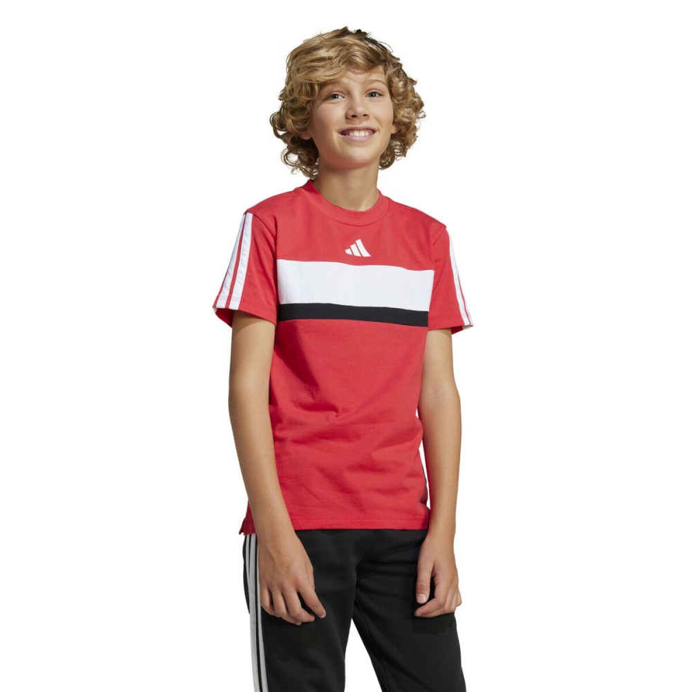 Child's Short Sleeve T-Shirt Adidas J 3S TIB T JI6213 Red