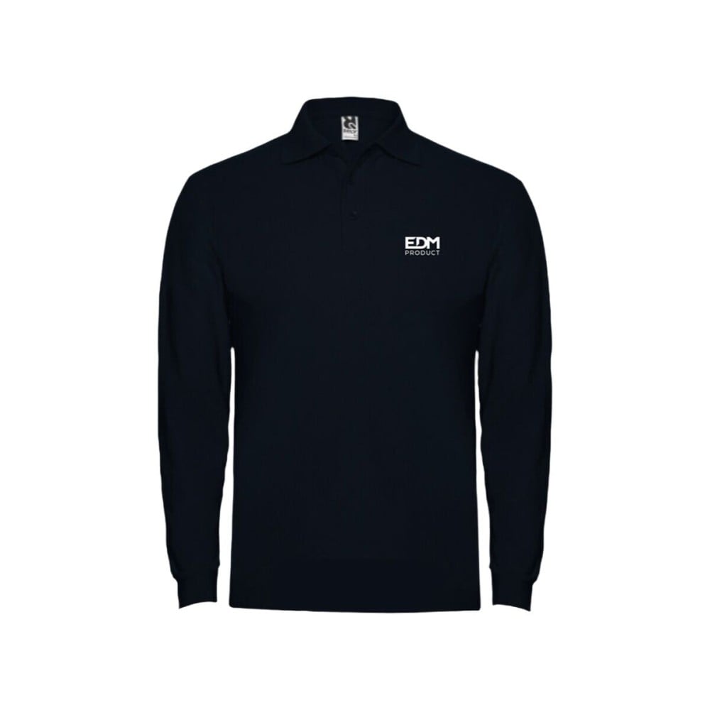 Herren Langarm-Poloshirt EDM Schwarz