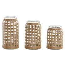 Set of 3 Vases Home ESPRIT Natural Crystal 11 x 11 x 21 cm (3 Pieces)