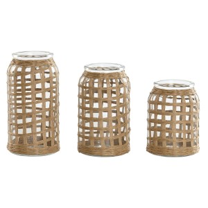 Set of 3 Vases Home ESPRIT Natural Crystal 11 x 11 x 21 cm (3 Pieces)