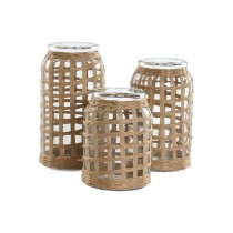 Set von 3 Vasen Home ESPRIT natürlich Kristall 11 x 11 x 21 cm (3 Stücke)