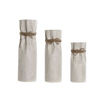 Set von 3 Vasen Home ESPRIT Beige Metall Schnur 17 x 17 x 54 cm (3 Stücke)