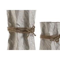 Set of 3 Vases Home ESPRIT Beige Metal Rope 17 x 17 x 54 cm (3 Pieces)