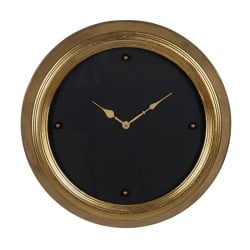 Wanduhr Schwarz Gold PVC Kristall Eisen Holz MDF 46 x 6 x 46 cm