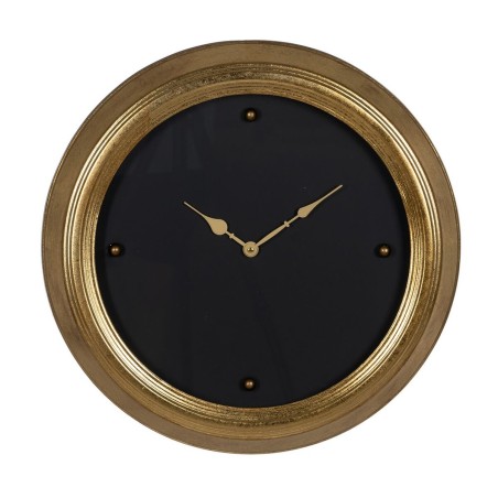 Wall Clock Black Golden PVC Crystal Iron MDF Wood 46 x 6 x 46 cm