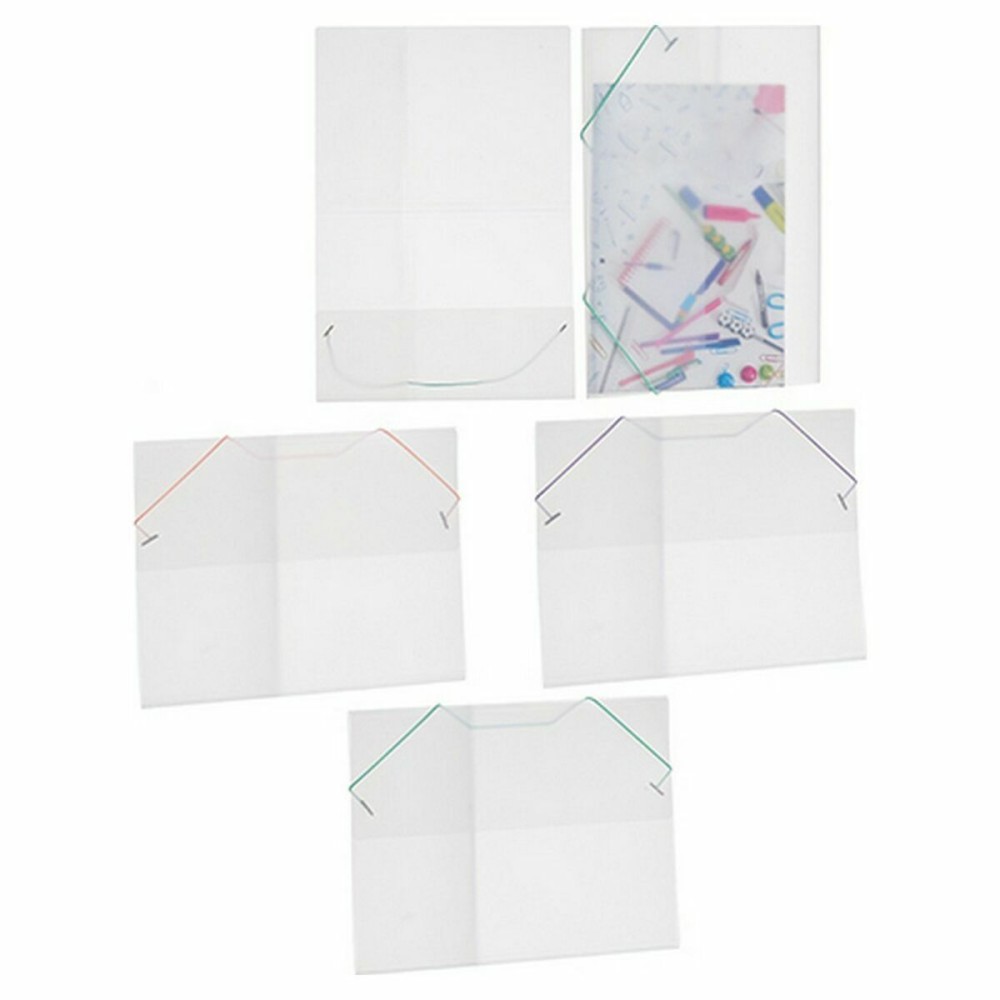 Document Folder Pincello ELASTIC 3 COL Green Transparent (12 Units)