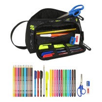 Trousse Scolaire avec Accessoires Kelme Jungle Noir Gris Citron 20 x 11 x 8.5 cm (32 Pièces)