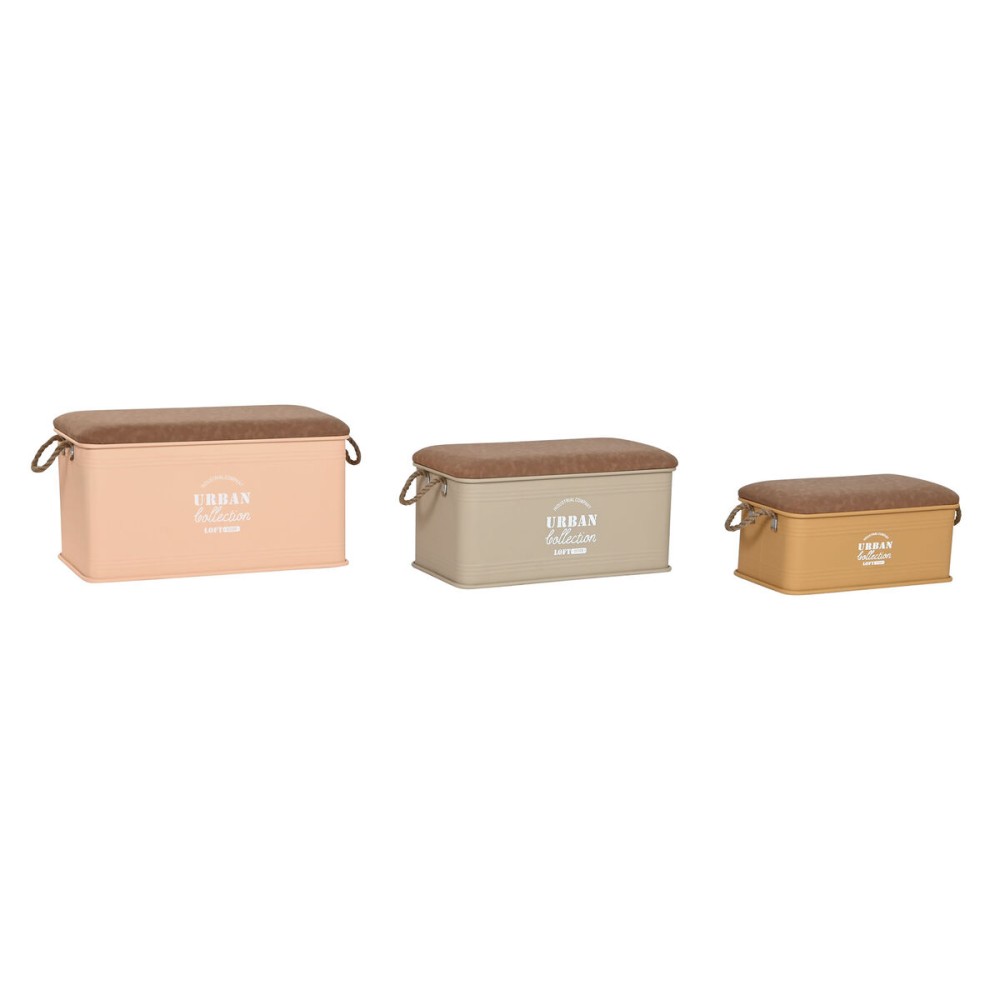 Lot de paniers Home ESPRIT Polyuréthane Métal Urbaine 69,5 X 36,5 X 38,5 cm (3 Unités)