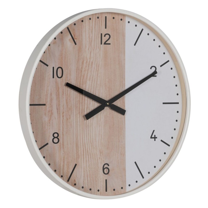 Wall Clock White Natural Wood 60 x 60 x 5,5 cm