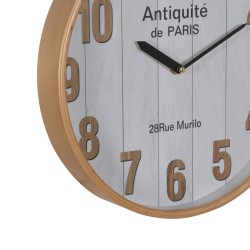 Horloge Murale Blanc Naturel Bois Verre 32 x 32 x 4,5 cm