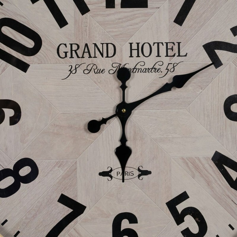 Horloge Murale Blanc Naturel Bois Verre 76 x 76 x 6 cm