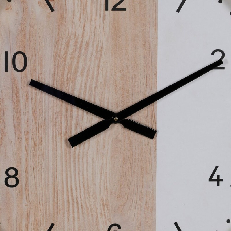 Horloge Murale Blanc Naturel Bois 60 x 60 x 5,5 cm