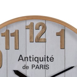 Horloge Murale Blanc Naturel Bois Verre 32 x 32 x 4,5 cm