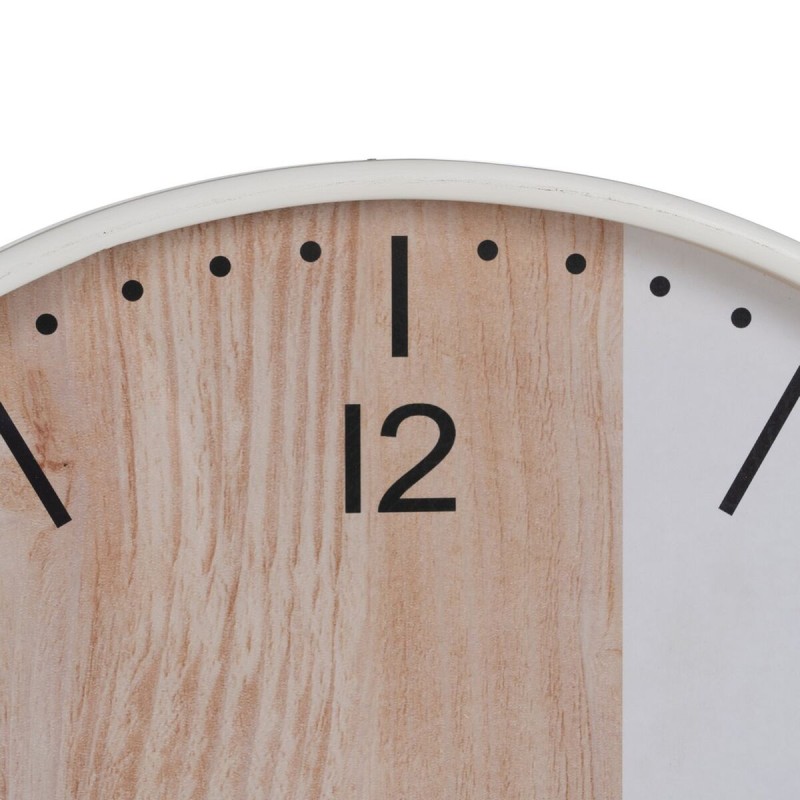 Horloge Murale Blanc Naturel Bois 60 x 60 x 5,5 cm