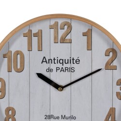 Horloge Murale Blanc Naturel Bois Verre 32 x 32 x 4,5 cm