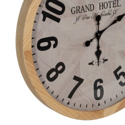 Horloge Murale Blanc Naturel Bois Verre 76 x 76 x 6 cm